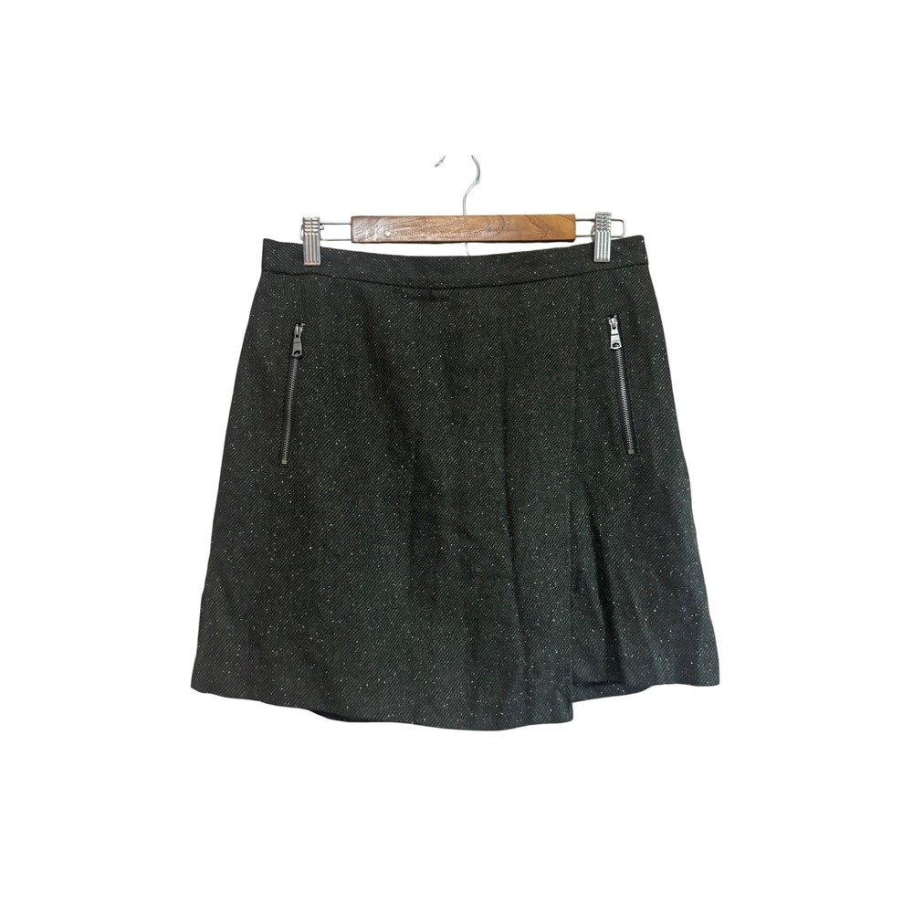 Banana Republic Mini Skirt Womens 8 Gray Wool Blend Tweed Zipper Pockets Size